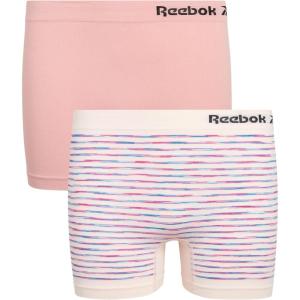 imageReebok Girls Bike Shorts  2 Pack Stretch Performance Dance Cartwheel Shorts for Girls  Seamless Underwear Shorties 616Pink SpacedyeRose