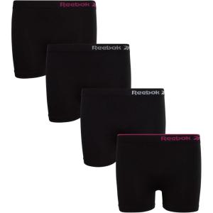 imageReebok Girls Bike Shorts  4 Pack Stretch Performance Dance Cartwheel Shorts for Girls  Seamless Underwear Shorties 616All Black Contrast