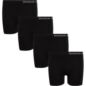 imageReebok Girls Bike Shorts  4 Pack Stretch Performance Dance Cartwheel Shorts for Girls  Seamless Underwear Shorties 616All BlackWhite Logo