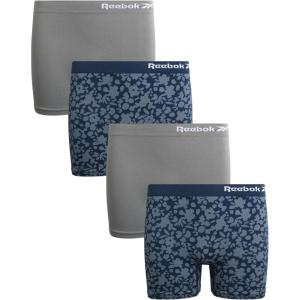 imageReebok Girls Bike Shorts  4 Pack Stretch Performance Dance Cartwheel Shorts for Girls  Seamless Underwear Shorties 616Blue JacquardGrey