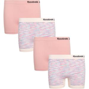 imageReebok Girls Bike Shorts  4 Pack Stretch Performance Dance Cartwheel Shorts for Girls  Seamless Underwear Shorties 616Pink Space DyeRose