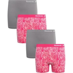 imageReebok Girls Bike Shorts  4 Pack Stretch Performance Dance Cartwheel Shorts for Girls  Seamless Underwear Shorties 616PinkGrey