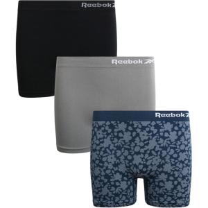 imageReebok Girls Boy Shorts  3 Pack Soft Stretch Seamless Underwear Panties Cartwheel Shorts for Girls Sizes 616Blue JacquardSharkskinBlack