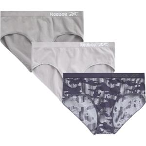 imageReebok Girls Brief Panties  3 Pack Breathable Hipster Stretch Panties  Seamless Underwear for Girls Sizes 616JacquardSharkskinGray