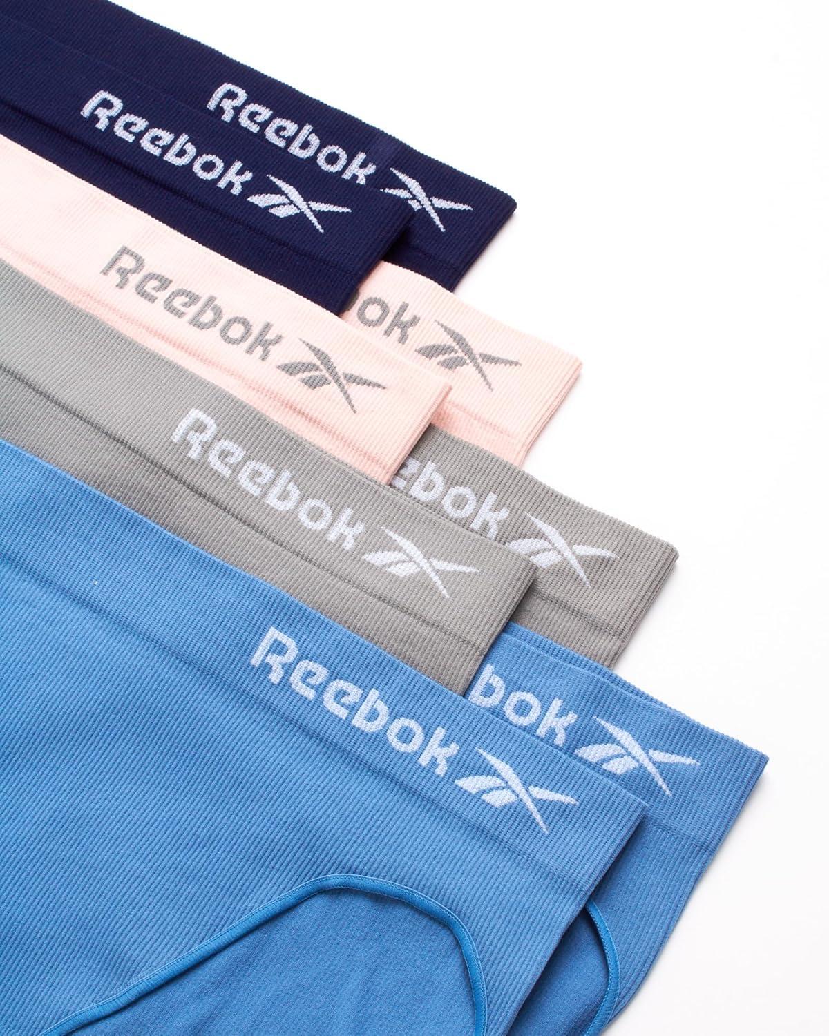 imageReebok Womens Briefs Underwear  8 Pack Seamless Stretch Performance High Cut or Boy Shorts Panties for Women Sizes SXLCoronet BlueShakskinLotusEvening Blue