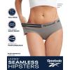 imageReebok Hipster Panties for Women  5 Pack Stretch Performance Seamless Underwear with Relaxed Tagless Waist SXLEvening BlueBlueLotusSharkskinJacquard