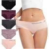 imageReebok Hipster Panties for Women  5 Pack Stretch Performance Seamless Underwear with Relaxed Tagless Waist SXLJacquardBlackened PearlLotusGrapewineBlack