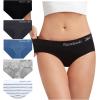 imageReebok Hipster Panties for Women  5 Pack Stretch Performance Seamless Underwear with Relaxed Tagless Waist SXLJacquardBlueBlackened PearlBlackWhite Stripe