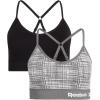imageReebok Womens Everyday Bras  2 Pack Soft Stretch Seamless Performance Cross Back Strap Sports Bra for Women Sizes SXL Size Small Grey JacquardBlack