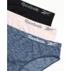 imageReebok Womens Underwear  3 Pack Microfiber Seamless Womens Bikini Panties  Breathable Underwear for Women SXLDenimLotusBlack