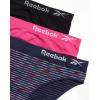 imageReebok Womens Underwear  3 Pack Microfiber Seamless Womens Bikini Panties  Breathable Underwear for Women SXLScuba BlueBeetroot PurpleBlack