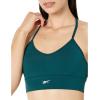 imageReebok Womens WOR Tri Back Medium Impact Training Sports BraForest GreenSmall White Logo