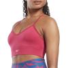 imageReebok Womens WOR Tri Back Medium Impact Training Sports BraSemi Proud PinkWhite Small Logo