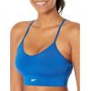 imageReebok Womens WOR Tri Back Medium Impact Training Sports BraVector BlueSmall White Logo