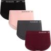 imageReebok Womens Briefs  4 Pack Breathable Ribbed Knit High Waisted Brief Panties  Seamless Underwear for Women MXLWineBlackened PearlLotusBlack