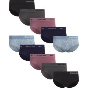 imageReebok Hipster Panties for Women  10 Pack Stretch Performance Seamless Underwear with Relaxed TagFree Waistband SXLBlackDark GreyMauve TaupeNavy BlueLight Blue Printed