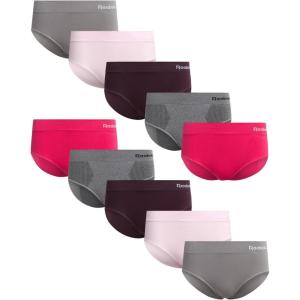 imageReebok Hipster Panties for Women  10 Pack Stretch Performance Seamless Underwear with Relaxed TagFree Waistband SXLHeather GreyPink LadySharkskinRaspberryPlum