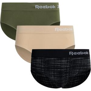 imageReebok Hipster Panties for Women  3 Pack Stretch Performance Seamless Underwear with Relaxed Tagless Waist SXLBlack JacquardIrish CreamGreen