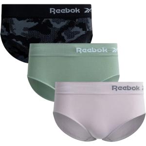 imageReebok Hipster Panties for Women  3 Pack Stretch Performance Seamless Underwear with Relaxed Tagless Waist SXLBlack JacquardSage GreenLilac