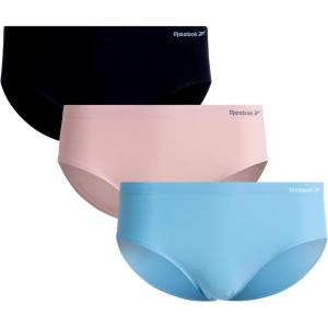 imageReebok Hipster Panties for Women  3 Pack Stretch Performance Seamless Underwear with Relaxed Tagless Waist SXLBlueLotusBlack