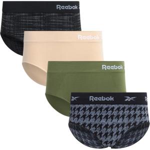 imageReebok Hipster Panties for Women  4 Pack Stretch Performance Seamless Underwear with Relaxed Tagless Waist SXLBlackCreamGreenGrey