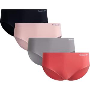 imageReebok Hipster Panties for Women  4 Pack Stretch Performance Seamless Underwear with Relaxed Tagless Waist SXLCoralGreyBlackLotus