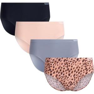 imageReebok Hipster Panties for Women  4 Pack Stretch Performance Seamless Underwear with Relaxed Tagless Waist SXLLeopardRose DustSharkskinBlack