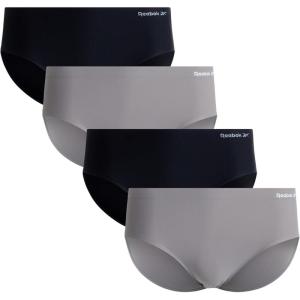 imageReebok Hipster Panties for Women  4 Pack Stretch Performance Seamless Underwear with Relaxed Tagless Waist SXLSharkskinBlack