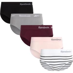 imageReebok Hipster Panties for Women  5 Pack Stretch Performance Seamless Underwear with Relaxed Tagless Waist SXLBlackLight GreyMerlotLight PinkStripe