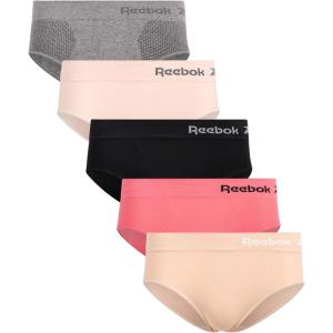 imageReebok Hipster Panties for Women  5 Pack Stretch Performance Seamless Underwear with Relaxed Tagless Waist SXLBlackNudeHot PinkPink RoseGrey