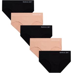imageReebok Hipster Panties for Women  5 Pack Stretch Performance Seamless Underwear with Relaxed Tagless Waist SXLBlackRose Dust