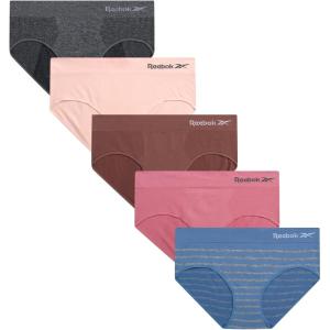 imageReebok Hipster Panties for Women  5 Pack Stretch Performance Seamless Underwear with Relaxed Tagless Waist SXLBlue Stripe MelangeLotusCharcoal HeatherLilasDeep Taupe