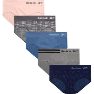 imageReebok Hipster Panties for Women  5 Pack Stretch Performance Seamless Underwear with Relaxed Tagless Waist SXLEvening BlueBlueLotusSharkskinJacquard