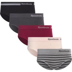 imageReebok Hipster Panties for Women  5 Pack Stretch Performance Seamless Underwear with Relaxed Tagless Waist SXLGreyPinkRedBlack