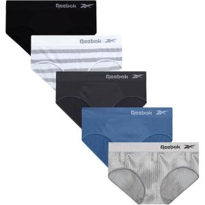imageReebok Hipster Panties for Women  5 Pack Stretch Performance Seamless Underwear with Relaxed Tagless Waist SXLJacquardBlueBlackened PearlBlackWhite Stripe