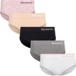 imageReebok Hipster Panties for Women  5 Pack Stretch Performance Seamless Underwear with Relaxed Tagless Waist SXLPink SpacedyeRose DustWhiteQuiet ShadeBlack