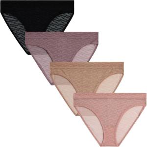 imageReebok Womens Bikini Underwear  4 Pack Lightweight Micro Mesh Bikini Underwear for Women Sizes SXLBlackPlumDusty RoseDark Peach 4pk