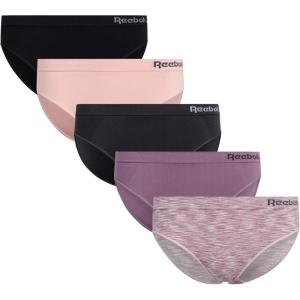 imageReebok Womens Bikini Underwear  5 Pack Stretch Performance Seamless Bikini Briefs  Breathable Underwear for Women SXLBlackLight PinkBlackened PearlHeather PurplePink Spacedye