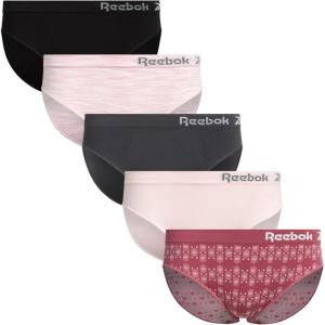 imageReebok Womens Bikini Underwear  5 Pack Stretch Performance Seamless Bikini Briefs  Breathable Underwear for Women SXLJacquardLotusBlackPink SpacedyeBlack