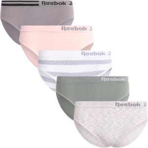 imageReebok Womens Bikini Underwear  5 Pack Stretch Performance Seamless Bikini Briefs  Breathable Underwear for Women SXLNaturalLily PadLotusSharkskinWhite Stripe