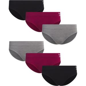 imageReebok Womens Bikinis  6 Pack Microfiber Seamless Womens Bikini Panties  Breathable Underwear for Women SXLBlackAnemoneLight Grey Melange