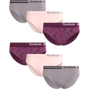 imageReebok Womens Bikinis  6 Pack Microfiber Seamless Womens Bikini Panties  Breathable Underwear for Women SXLGrapewine SpacedyeLotusSharkskin