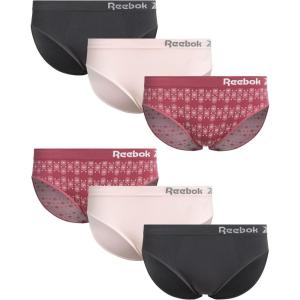 imageReebok Womens Bikinis  6 Pack Microfiber Seamless Womens Bikini Panties  Breathable Underwear for Women SXLJacquardLotusBlackened Pearl