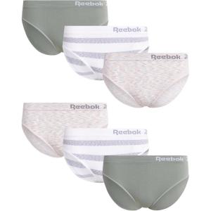 imageReebok Womens Bikinis  6 Pack Microfiber Seamless Womens Bikini Panties  Breathable Underwear for Women SXLNatural SpacedyeLily PadWhite Stripe