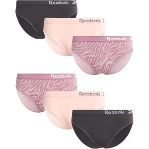 imageReebok Womens Bikinis  6 Pack Microfiber Seamless Womens Bikini Panties  Breathable Underwear for Women SXLToadstoolBlackened PearlLotus