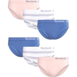 imageReebok Womens Bikinis  6 Pack Microfiber Seamless Womens Bikini Panties  Breathable Underwear for Women SXLWhite StripeLotusCoronet Blue