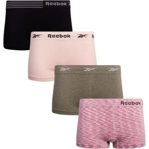 imageReebok Womens Boy Short Panties  4 Pack Stretch Performance Seamless Underwear for Women Tagless for Comfort Sizes SXLBlack