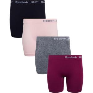 imageReebok Womens Boy Short Panties  4 Pack Stretch Performance Seamless Underwear for Women Tagless for Comfort Sizes SXLBlackLotusCharcoal MelangeGrape Wine