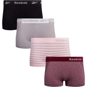 imageReebok Womens Boy Short Panties  4 Pack Stretch Performance Seamless Underwear for Women Tagless for Comfort Sizes SXLBlue