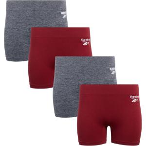 imageReebok Womens Boy Short Panties  4 Pack Stretch Performance Seamless Underwear for Women Tagless for Comfort Sizes SXLCharcoal MelangeRhubarb